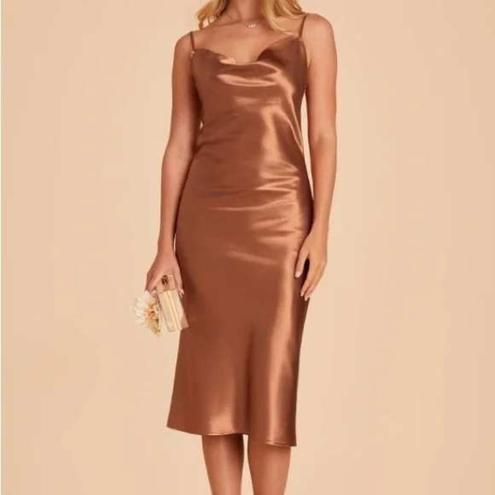 Birdy‎ Grey Lisa Satin Slip Midi Dress Copper Small Bridesmaid Wedding Formal
